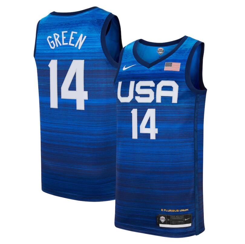 2021 Olympic USA #14 Green Blue Nike NBA Jerseys